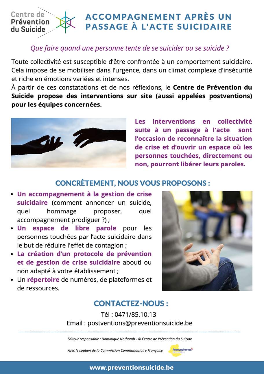 Flyer Postventions - Interventions en collectivité après un passage à l'acte suicidaire